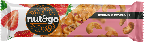 Батончик NUT&GO Кешью-клубника, глазированный, 36г, фотография