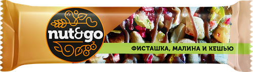 Батончик NUT&GO Фисташка-кешью-малина, глазированный, 28г, детальное фото