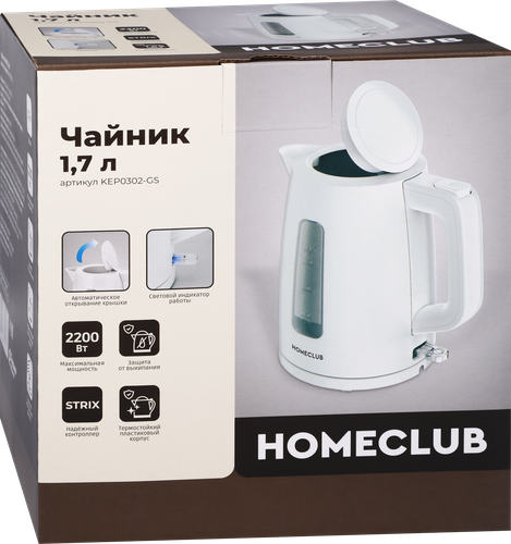 Чайник HOMECLUB Strix, 2200Вт, Арт. KEP0302-GS, фото