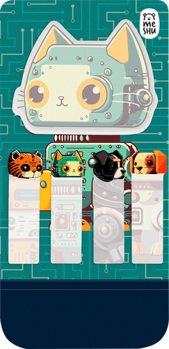 Набор MESHU Robopets metal, флажки-закладки и самоклеящиеся блоки, 20 листов, крупный план