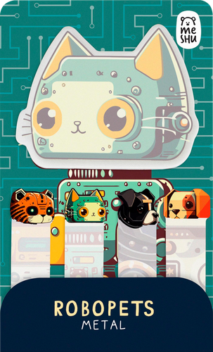 Набор MESHU Robopets metal, флажки-закладки и самоклеящиеся блоки, 20 листов, крупный план