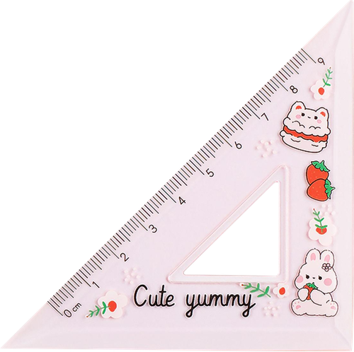 Набор чертежный MESHU Cute Kittens, линейка 15см, транспортир, 2 треугольника, крупный план