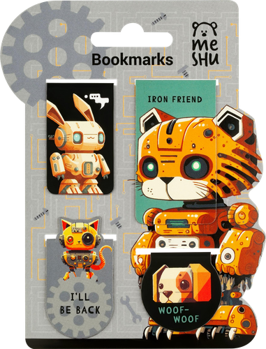 Закладки магнитные для книг MESHU Iron friend, матовая ламинация, 4шт, фото