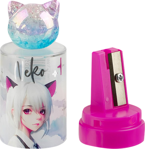 Точилка MESHU Neko, пластиковая, 1 отверстие, в ассортименте, картинка