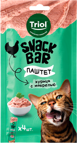 Лакомство для кошек TRIOL Паштет из курицы с макрелью, 40г, фото