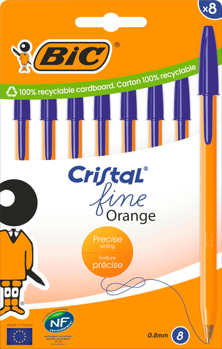Набор шариковых ручек BIC Orange Fine, синий, 8шт, вид