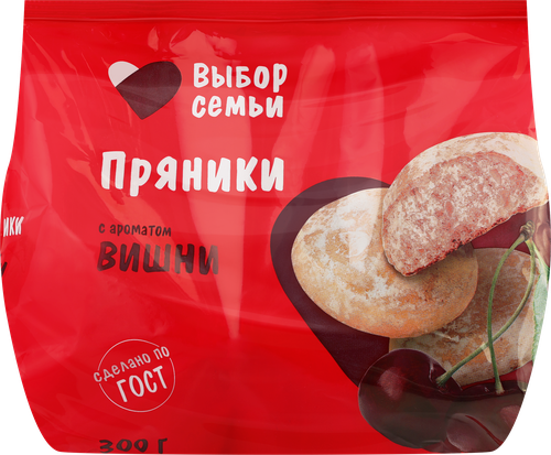 Пряники ВЫБОР СЕМЬИ с ароматом вишни, 300г, крупный план