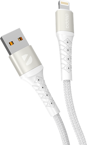 Дата-кабель DEPPA Armor&nbsp;USB&nbsp;–&nbsp;Lighting,&nbsp;1м,&nbsp;белый,&nbsp;Арт. 72519, вид