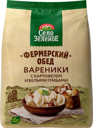 Вареники СЕЛО ЗЕЛЕНОЕ Фермерский обед, с картофелем и белыми грибами, 700г, картинка