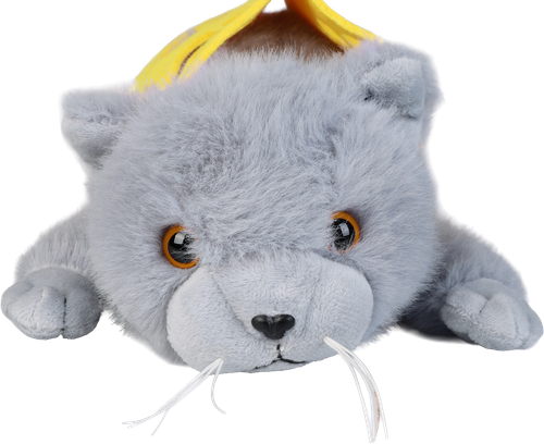 Игрушка мягкая BIGGA Котик в переноске, серый, 33см, Арт. Y2428733, крупный план