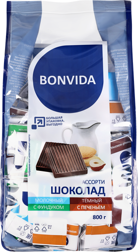 Шоколад BONVIDA ассорти темного и молочного шоколада, 800г, вид