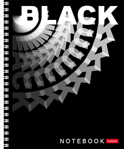 Тетрадь HATBER Black and white, 96 листов, А5, в клетку, на гребне, Арт. 088840, фотография