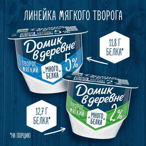 Творог мягкий ДОМИК В ДЕРЕВНЕ 2%, без змж, 150г, изображение