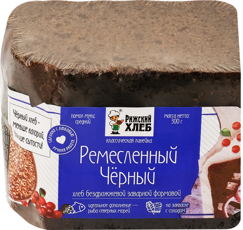 Хлеб ржано-пшеничный РИЖСКИЙ ХЛЕБ Ремесленный черный, 300г, крупный план