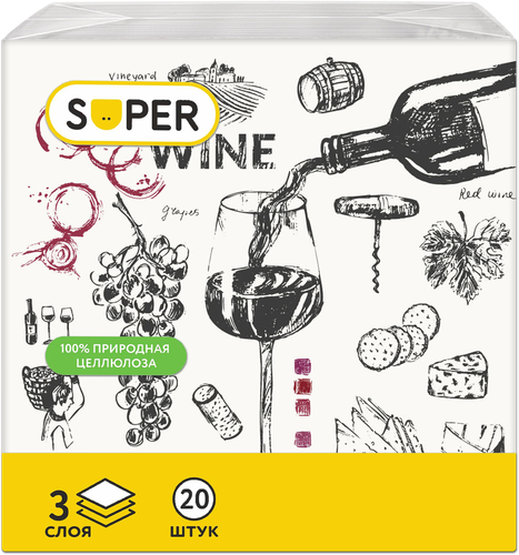 Салфетки бумажные SUPER Прованс 3-слоя, 33х33см, 20шт, изображение