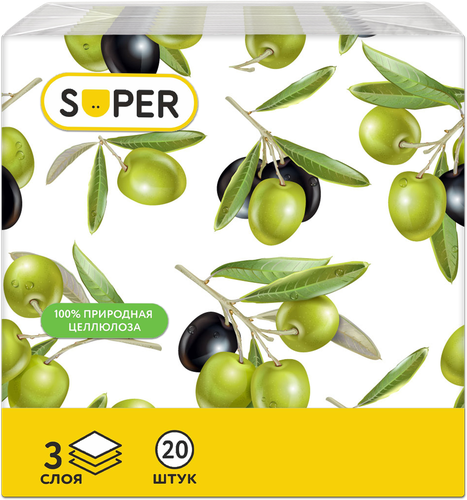 Салфетки бумажные SUPER Прованс 3-слоя, 33х33см, 20шт, фотография