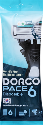 Станки одноразовые для бритья мужские DORCO 6 лезвий, 1шт, картинка