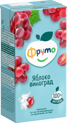 Нектар фруктовый ФРУТОНЯНЯ Яблоко-виноград осветленный, с 3-х лет, 500мл, картинка