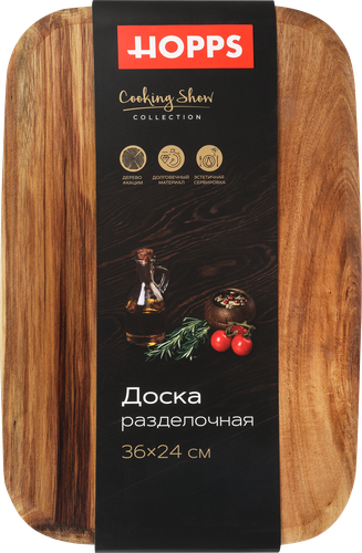 Доска разделочная HOPPS Acacia, 36x24x1,5см, дерево акации, Арт. RB-2, фото