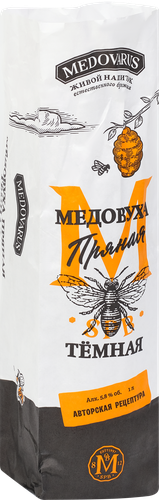 Медовуха MEDOVARUS Пряная темная непастеризованная фильтрованная 5,8%, 1л, изображение
