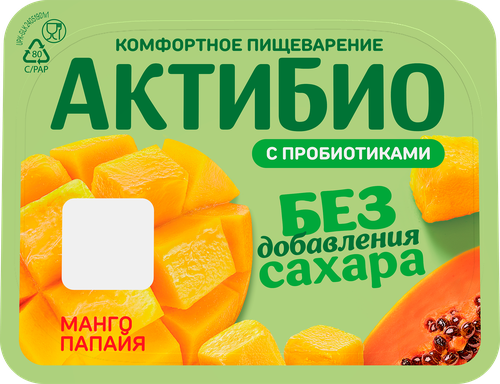 Йогурт АКТИБИО с манго и папайей, без сахара 3%, без змж, 130г, картинка