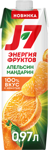 Нектар J7 из апельсинов и мандаринов с мякотью, 0.97л, крупный план