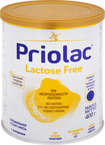 Смесь безлактозная PRIOLAC Lactose Free, при непереносимости лактозы, с рождения, 400г, картинка