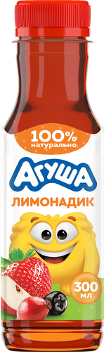 Напиток сокосодержащий АГУША Лимонадик, яблоко, клубника, арония и шиповник, с 3-х лет, 300мл, фото