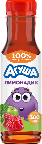 Напиток сокосодержащий АГУША Лимонадик, яблоко и малина с мелиссой, с 3-х лет, 300мл, детальное фото