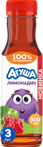 Напиток сокосодержащий АГУША Лимонадик, яблоко и малина с мелиссой, с 3-х лет, 300мл, вид