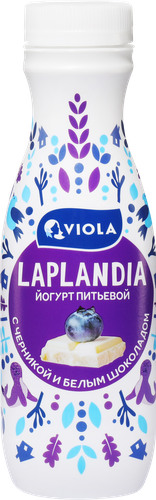 Йогурт питьевой LAPLANDIA с черникой и белым шоколадом 2,5%, без змж, 260г, вид