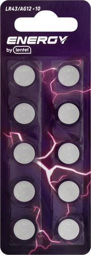 Элемент питания ENERGY BY LENTEL, Арт. LR43, 10шт, вид