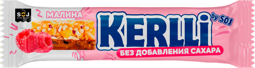 Батончик злаковый KERLLI с малиной, глазированный без сахара, 45г, детальное фото