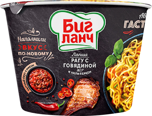 Лапша БИГ ЛАНЧ Рагу с говядиной и перцем чили, 90г, изображение