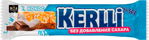 Батончик злаковый KERLLI с кокосом, глазированный без сахара, 45г, картинка
