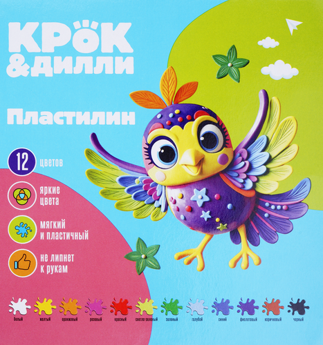 Пластилин КРОК&ДИЛЛИ 12 цветов, Арт. 19С 1272-08, фотография