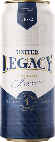 Пиво светлое UNITED LEGACY Класcик Лагер пастеризованное 4,8%, 0,43л