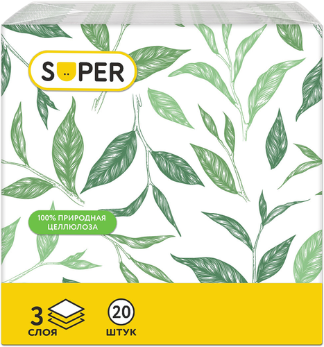 Салфетки бумажные SUPER Мечты 3-слоя, 33х33см, 20шт, вид