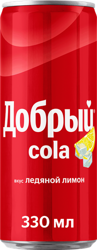 Напиток ДОБРЫЙ Кола со вкусом Ледяной лимон сильногазированный, 0.33л, изображение