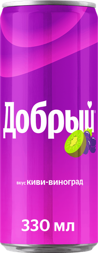 Напиток ДОБРЫЙ Киви, виноград сильногазированный, 0.33л, крупный план