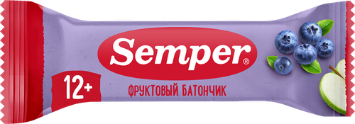 Батончик фруктовый SEMPER Яблоко и черника, с 12 месяцев, 15г, фото