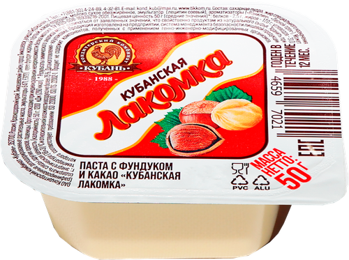 Паста КОМБИНАТ КУБАНЬ Кубанская Лакомка с фундуком и какао, 50г, картинка