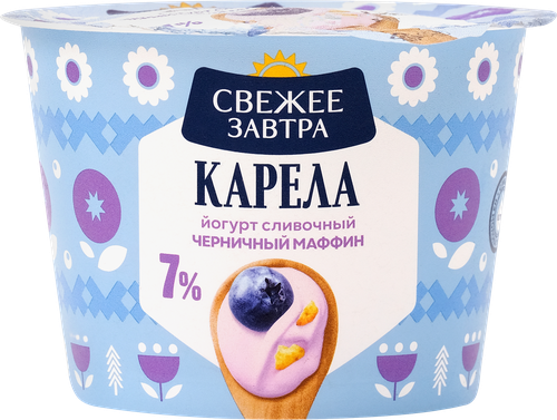 Йогурт СВЕЖЕЕ ЗАВТРА Черничный маффин 7%, без змж, 180г, детальное фото