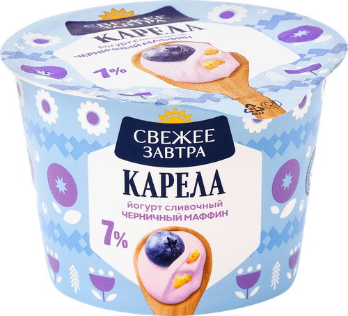Йогурт СВЕЖЕЕ ЗАВТРА Черничный маффин 7%, без змж, 180г, картинка