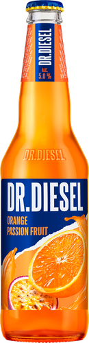 Напиток пивной DOCTOR DIESEL со вкусом и ароматом маракуйи нефильтрованный пастеризованный осветленный 5%, 0.4л, вид
