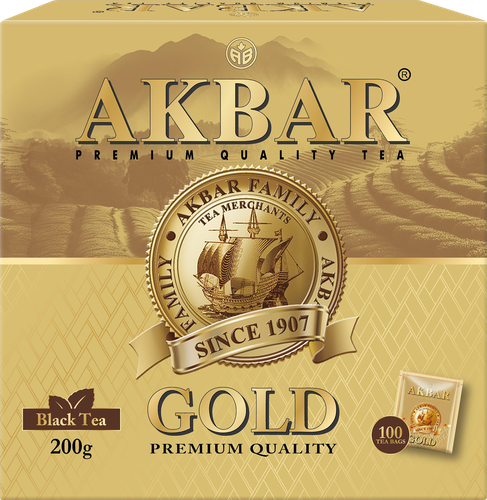 Чай черный AKBAR Голд мелкий, 100пак, вид