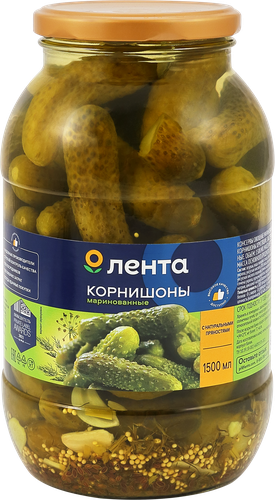 Корнишоны маринованные ЛЕНТА, 1.5л, фото