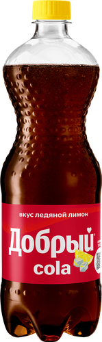 Напиток ДОБРЫЙ Кола Ледяной лимон ароматизированный сильногазированный, 1л, крупный план