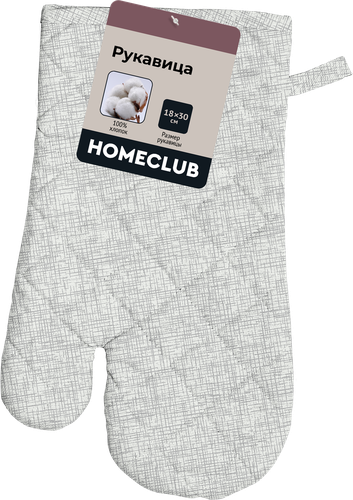 Рукавица кухонная HOMECLUB Диагональ 18x30см, серая, картинка