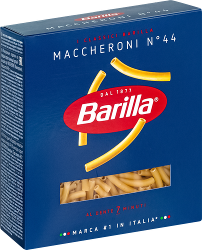 Макароны BARILLA Maccheroni №44 из твердых сортов пшеницы, группа А высший сорт, 450г, детальное фото